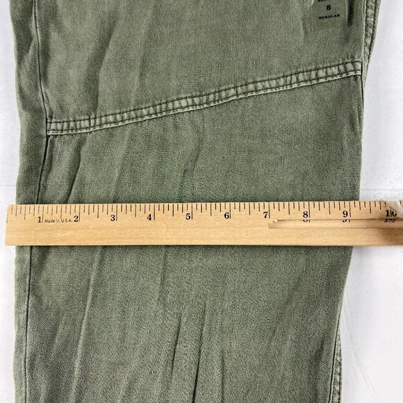 American Eagle Linen Blend Pants Women's 8 Regular Light Green High Rise Tapered - Picture 13 of 16